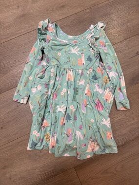 Little Sleepies Mint Green Fairy Tale Ruffle Long Sleeve Dress